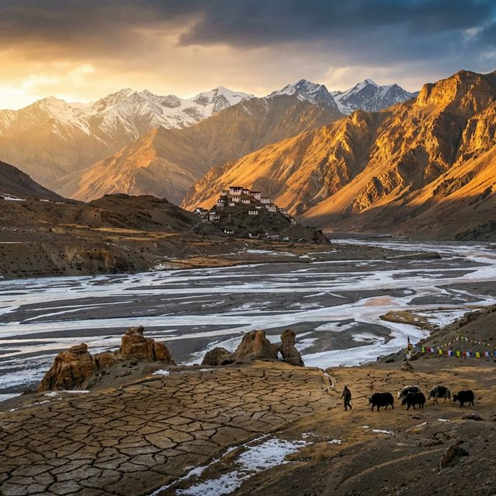 Golden October light over the Spiti valley
