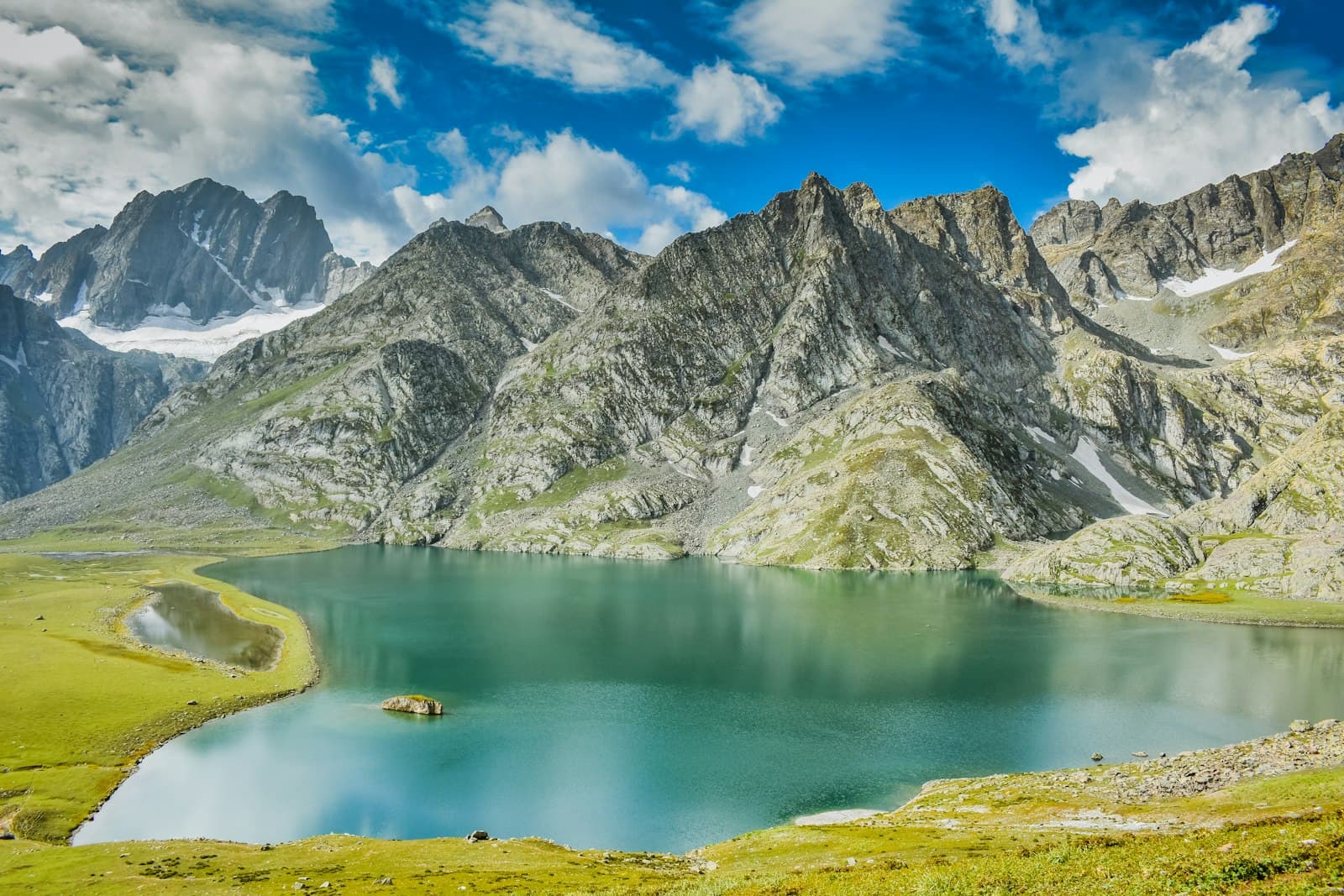 Turquoise alpine lake in the Kashmir Himalaya