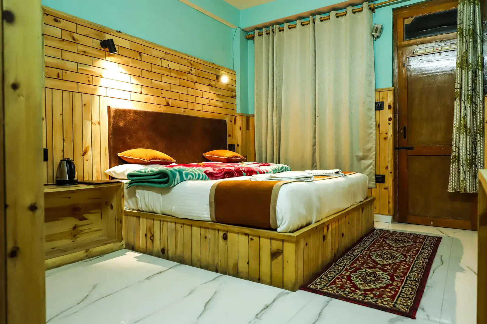 Classic room with a carved headboard