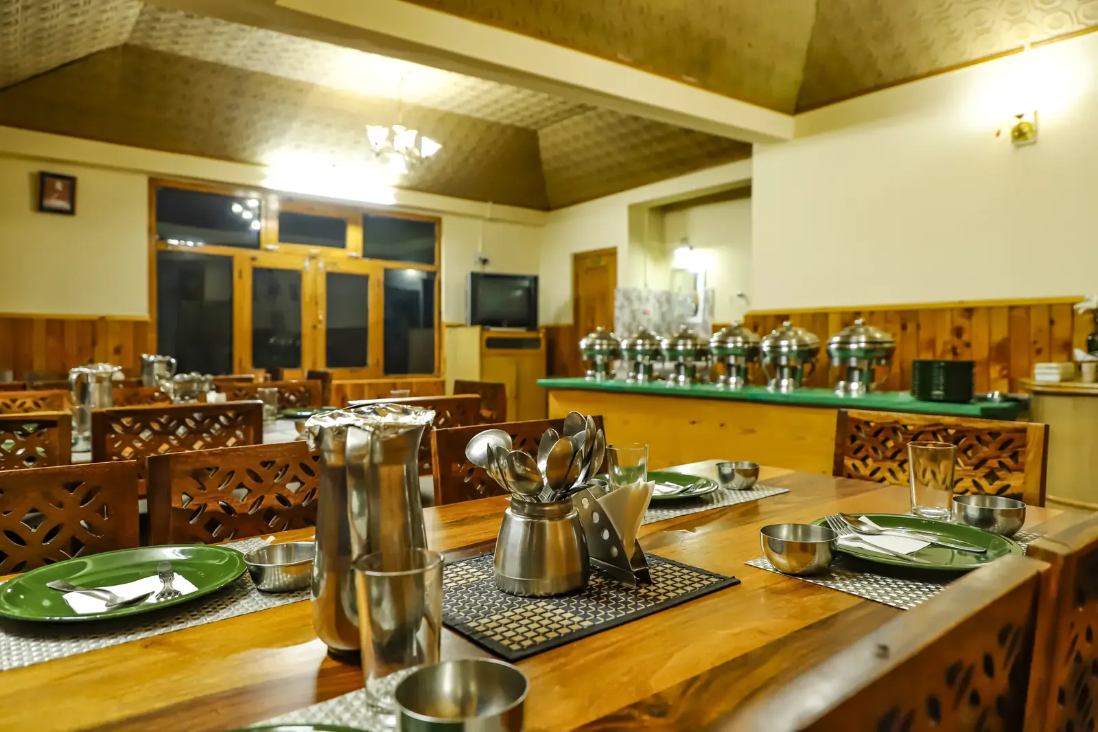 Buffet counter in the hotel's dining hall