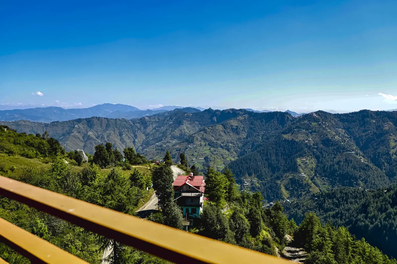 Balcony view across the Shimla hills