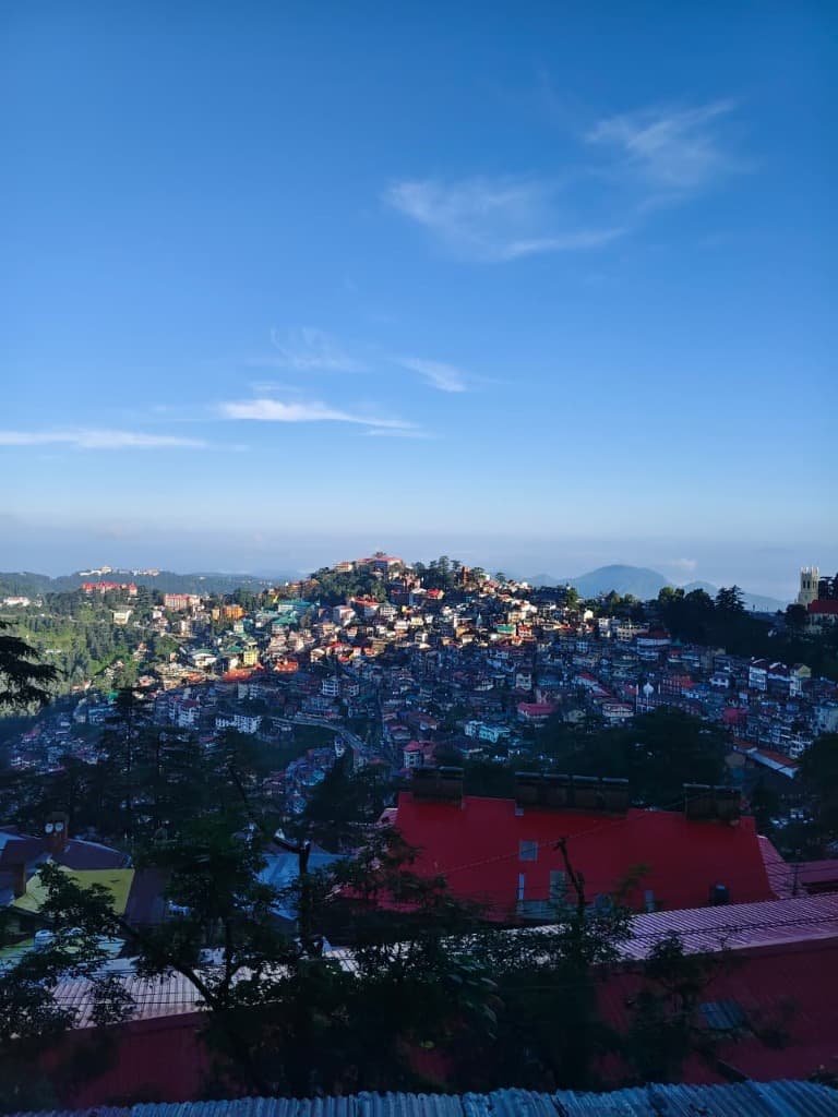Shimla spread across its ridge at dusk